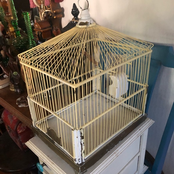 Vintage Yellow Metal Birdcage